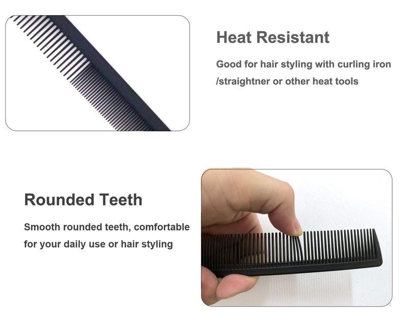 AFT90 Carbon Fiber Cutting Comb, Professional 8.15â€ Styling Comb, Hairdressing Comb For All Hair Types, Fine and Wide Tooth Hair Barber Comb - Image 4